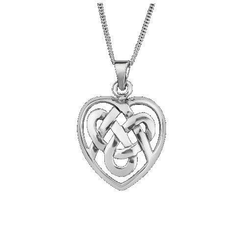 Image 1 of Celtic Heart Knotwork Medium Sterling Silver Pendant