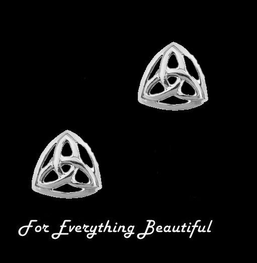 Image 0 of Celtic Trinity Knot Triangular Small Stud Sterling Silver Earrings