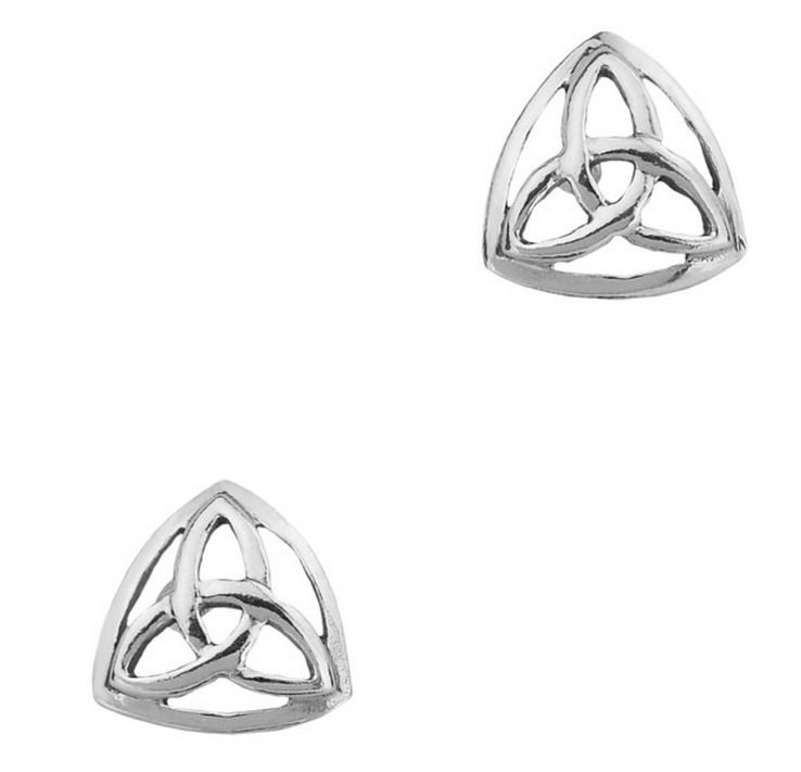 Image 1 of Celtic Trinity Knot Triangular Small Stud Sterling Silver Earrings