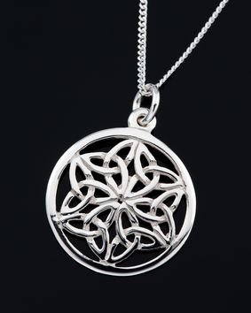 Image 2 of Celtic Circular Knotwork Large Sterling Silver Pendant