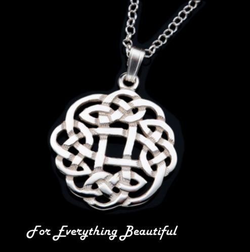 Image 0 of Celtic Floral Puff Knotwork Medium Sterling Silver Pendant