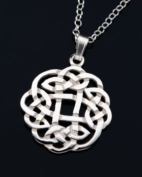 Image 1 of Celtic Floral Puff Knotwork Medium Sterling Silver Pendant