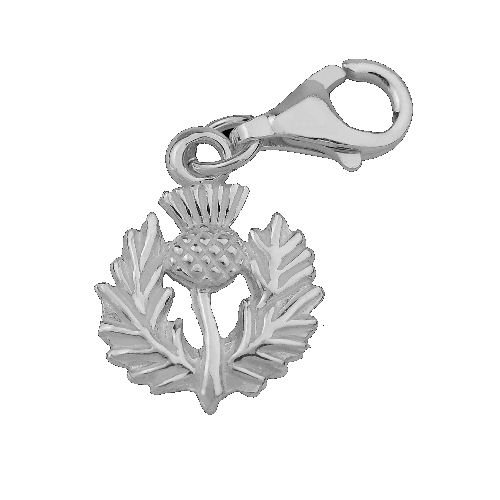 Image 1 of Thistle Scotland Floral Emblem Sterling Silver Charm