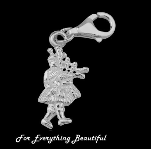 Image 0 of Walking Bagpiper Scotland Sterling Silver Charm