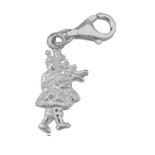 Image 1 of Walking Bagpiper Scotland Sterling Silver Charm