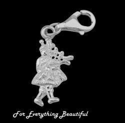 Walking Bagpiper Scotland Sterling Silver Charm