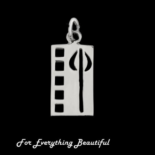 Image 0 of Mackintosh Rose Rectangular Design Small Sterling Silver Charm