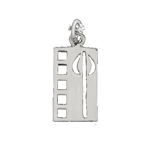 Image 1 of Mackintosh Rose Rectangular Design Small Sterling Silver Charm