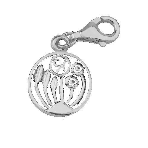 Image 1 of Mackintosh Rose Circular Design Small Sterling Silver Charm