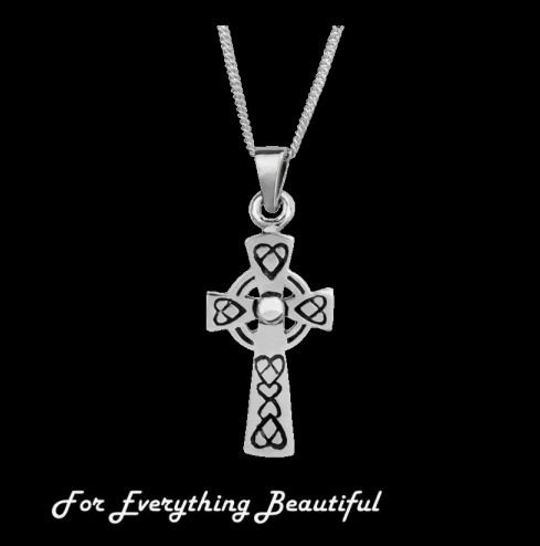 Image 0 of Celtic Cross Trinity Knot Flat Small Sterling Silver Pendant