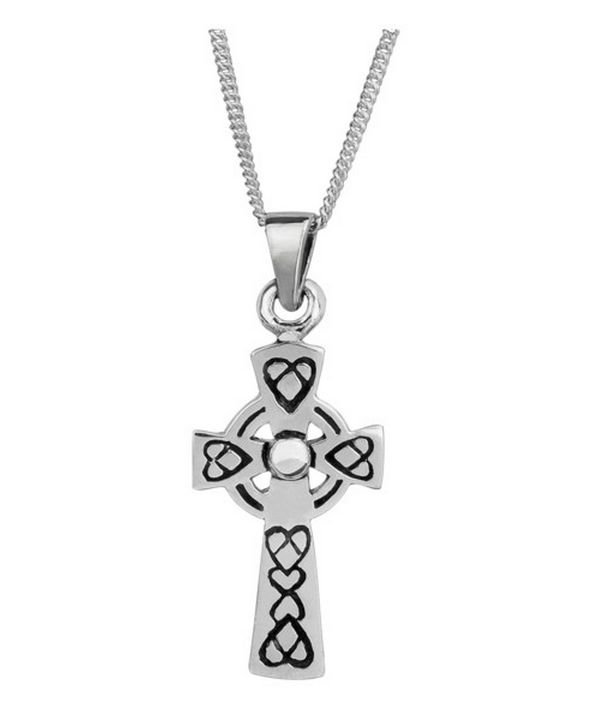 Image 1 of Celtic Cross Trinity Knot Flat Small Sterling Silver Pendant