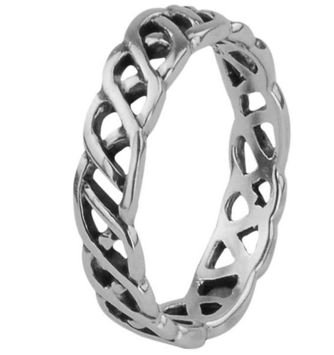 Image 1 of Celtic Knotwork Design Ladies Sterling Silver Ring Band Sizes 6-10