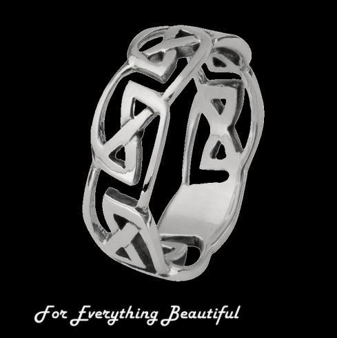 Image 0 of Celtic Knotwork Wide Design Ladies Sterling Silver Ring Band Sizes 6-10