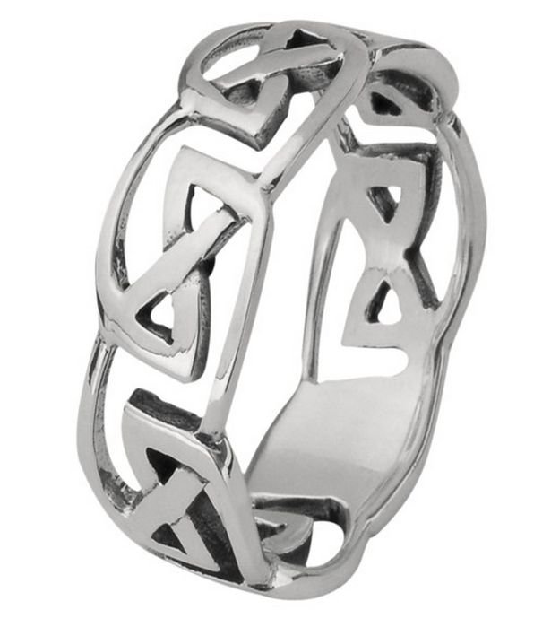 Image 1 of Celtic Knotwork Wide Design Ladies Sterling Silver Ring Band Sizes 6-10