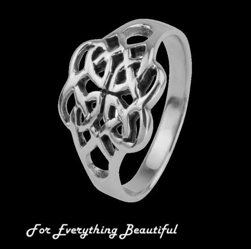 Image 0 of Celtic Knot Floral Design Ladies Sterling Silver Ring Band Sizes 6-10