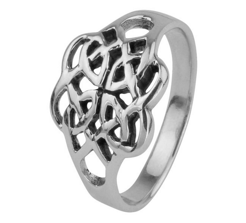 Image 1 of Celtic Knot Floral Design Ladies Sterling Silver Ring Band Sizes 6-10