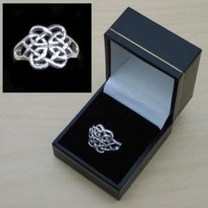 Image 2 of Celtic Knot Floral Design Ladies Sterling Silver Ring Band Sizes 6-10