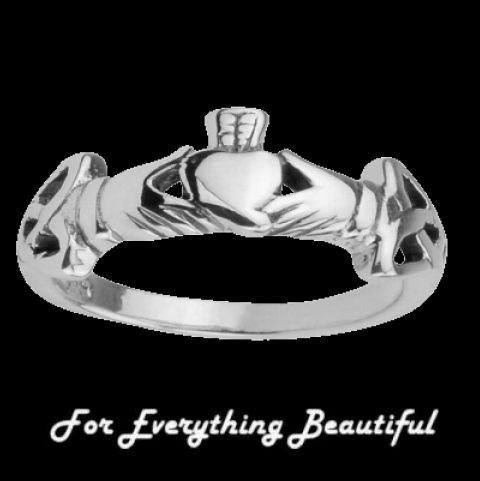 Image 0 of Celtic Claddagh Trinity Knot Ladies Sterling Silver Band Ring Sizes 6-10