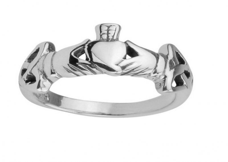Image 1 of Celtic Claddagh Trinity Knot Ladies Sterling Silver Band Ring Sizes 6-10