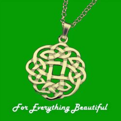 Celtic Floral Puff Knotwork Small 9K Yellow Gold Pendant