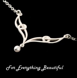 Celtic Elongated Knotwork Freshwater Pearl Sterling Silver Necklet