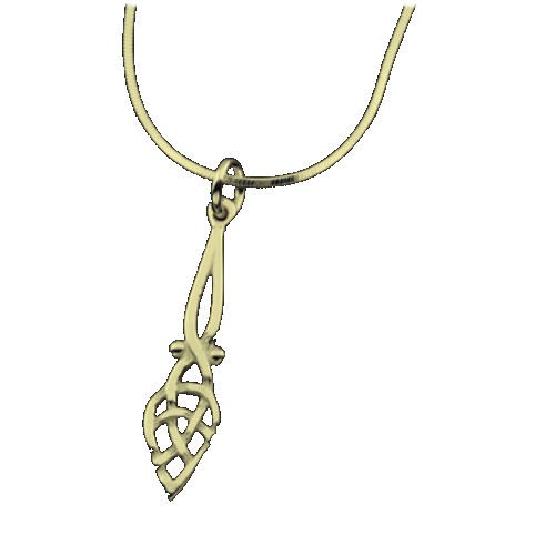 Image 1 of Celtic Leaf Knotwork Design Drop 9K Yellow Gold Pendant