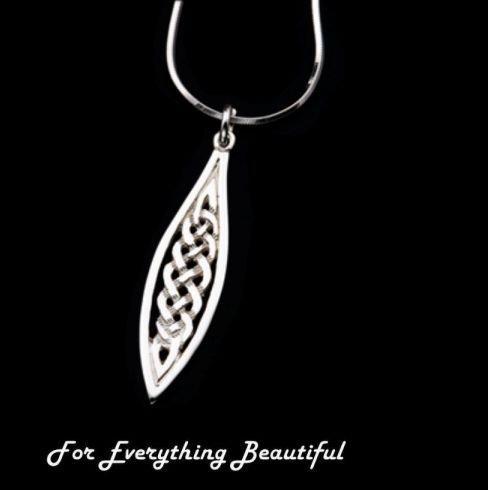 Image 0 of Celtic Elongated Woven Knotwork Drop Sterling Silver Pendant