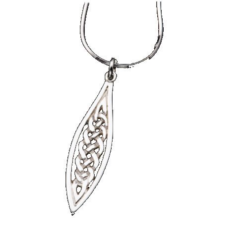 Image 1 of Celtic Elongated Woven Knotwork Drop Sterling Silver Pendant