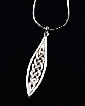 Image 2 of Celtic Elongated Woven Knotwork Drop Sterling Silver Pendant
