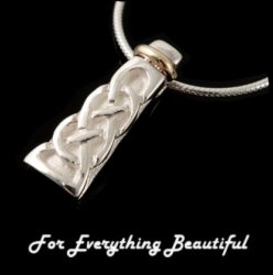 Celtic Tower Knotwork Yellow Gold Detail Sterling Silver Pendant