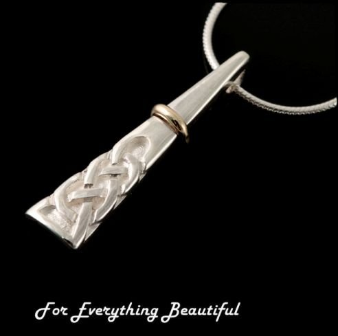 Image 0 of Celtic Cone Knotwork Yellow Gold Detail Sterling Silver Pendant