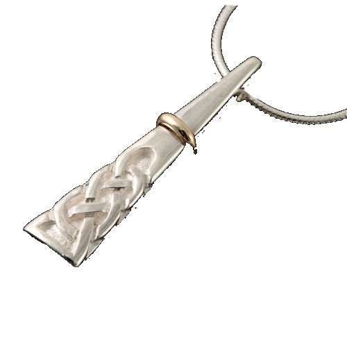Image 1 of Celtic Cone Knotwork Yellow Gold Detail Sterling Silver Pendant