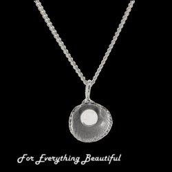 Cockle Shell Freshwater Pearl Snake Chain Small Sterling Silver Pendant 
