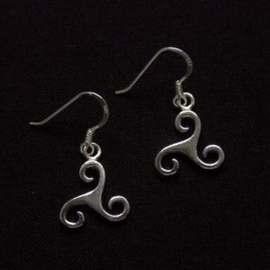 Image 2 of Celtic Triscele Spiral Knotwork Design Sterling Silver Hook Earrings