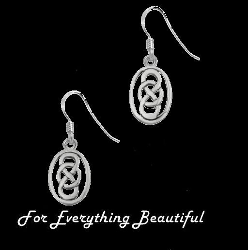 Image 0 of Celtic Infinity Knotwork Oval Sterling Silver Sheppard Hook Earrings