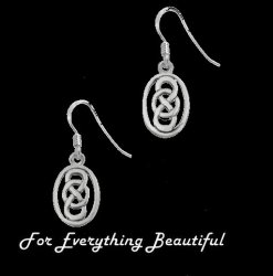 Celtic Infinity Knotwork Oval Sterling Silver Sheppard Hook Earrings