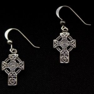 Image 2 of Celtic Cross Design Drop Sheppard Hook Sterling Silver Earrings
