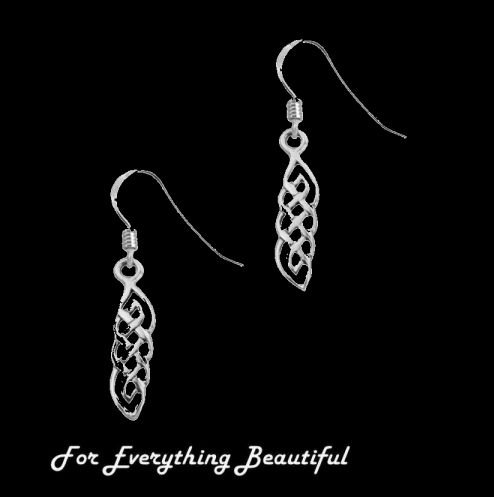 Image 0 of Celtic Spiral Knotwork Sheppard Hook Sterling Silver Earrings