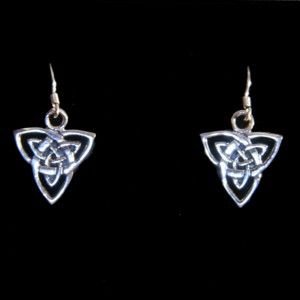 Image 2 of Celtic Triangular Knotwork Drop Sheppard Hook Sterling Silver Earrings