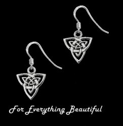Celtic Triangular Knotwork Drop Sheppard Hook Sterling Silver Earrings