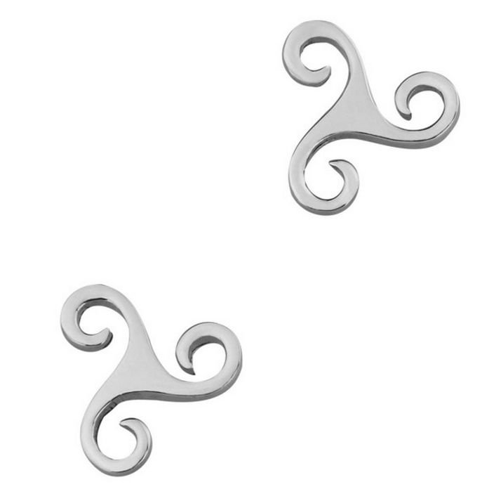 Image 1 of Celtic Tricsele Spiral Knotwork Design Stud Sterling Silver Earrings