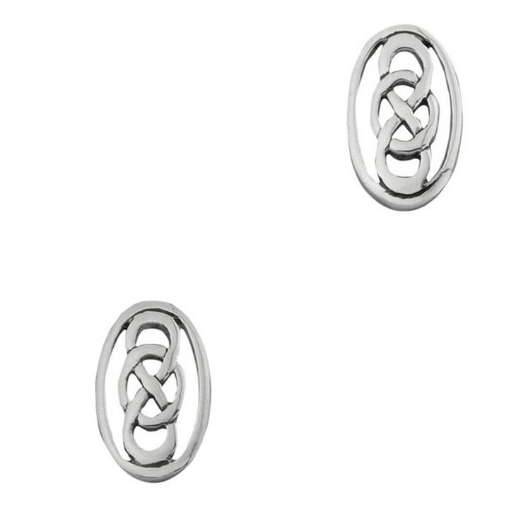 Image 1 of Celtic Infinity Knotwork Oval Small Stud Sterling Silver Earrings