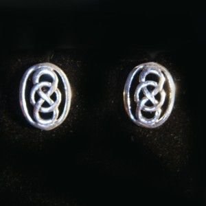 Image 2 of Celtic Infinity Knotwork Oval Small Stud Sterling Silver Earrings