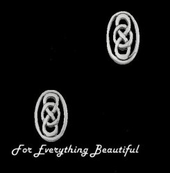 Celtic Infinity Knotwork Oval Small Stud Sterling Silver Earrings