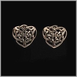 Image 2 of Celtic Heart Interwoven Knotwork Stud Sterling Silver Earrings