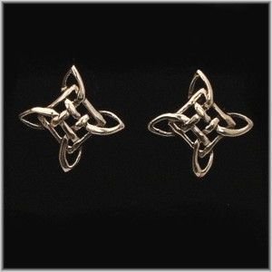 Image 2 of Celtic Knotwork Cross Star Motif Stud Sterling Silver Earrings