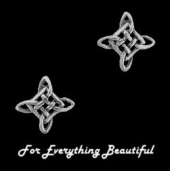 Celtic Knotwork Cross Star Motif Stud Sterling Silver Earrings