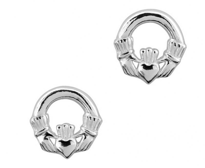 Image 1 of Celtic Claddagh Design Small Stud Sterling Silver Earrings