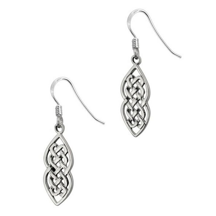 Image 1 of Celtic Intricate Knotwork Design Sheppard Hook Sterling Silver Earrings