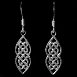 Image 2 of Celtic Intricate Knotwork Design Sheppard Hook Sterling Silver Earrings